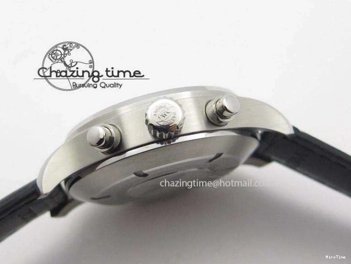 MIROTIME 0128 Youthful Pilot Spitfire 3878 Chrono BP Gray Dial SS On Black Leather Strap A 7368